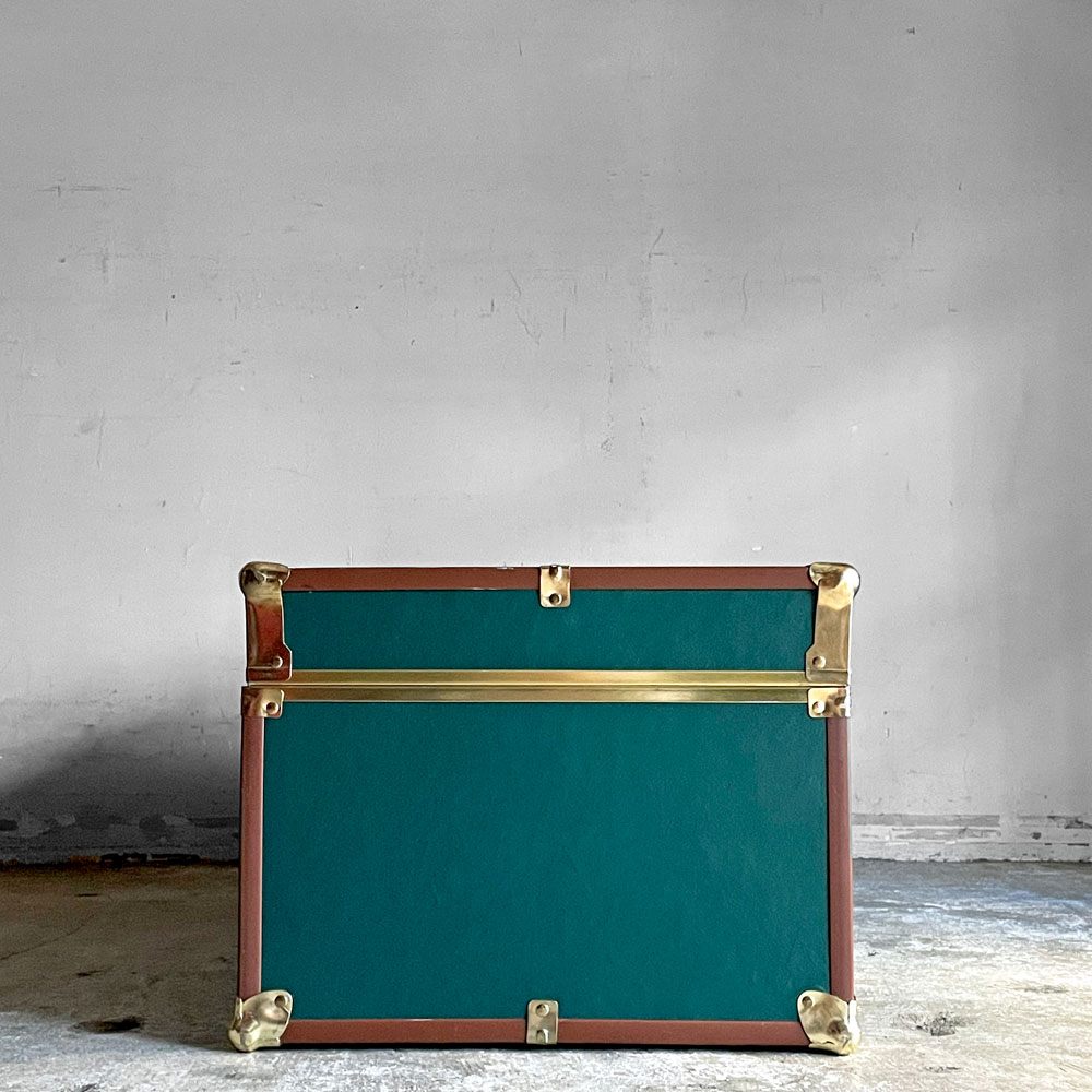 スワード トランク Seward Trunk トランクボックス ビニールレザー グリーン ゴールド 鍵付き 収納 アメリカ ■