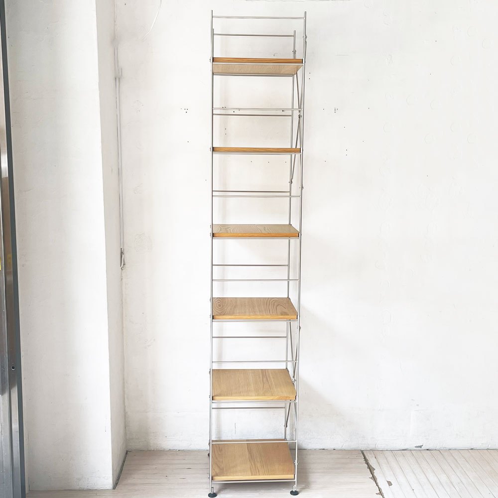 無印良品 MUJI ステンレスユニットシェルフ オーク材 SUS 6段 帆立高212.5cm 特大 隙間収納 合計定価 52990円程 ★
