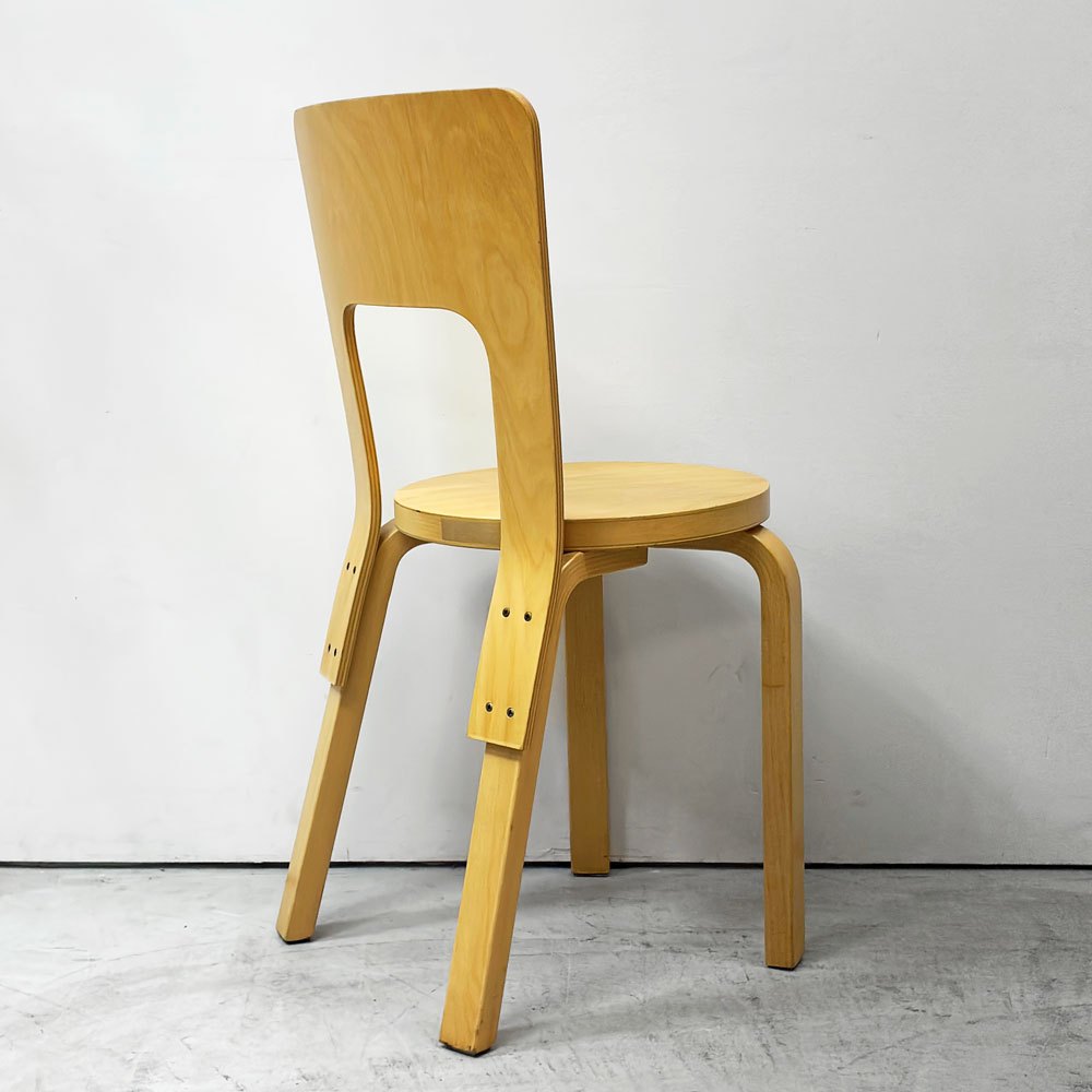 アルテック artek チェア66 CHAIR66 ダイニングチェア ナチュラルラッカー バーチ材 ファブリックシート アルヴァ・アアルト フィンランド 北欧家具 ビンテージ ●