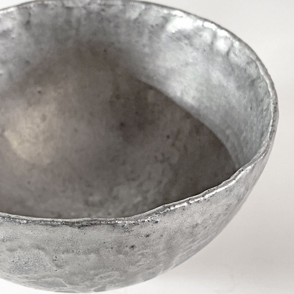 村上躍 銀彩椀 カフェオレボウル W13.5cm 陶芸家 現代作家 ■
