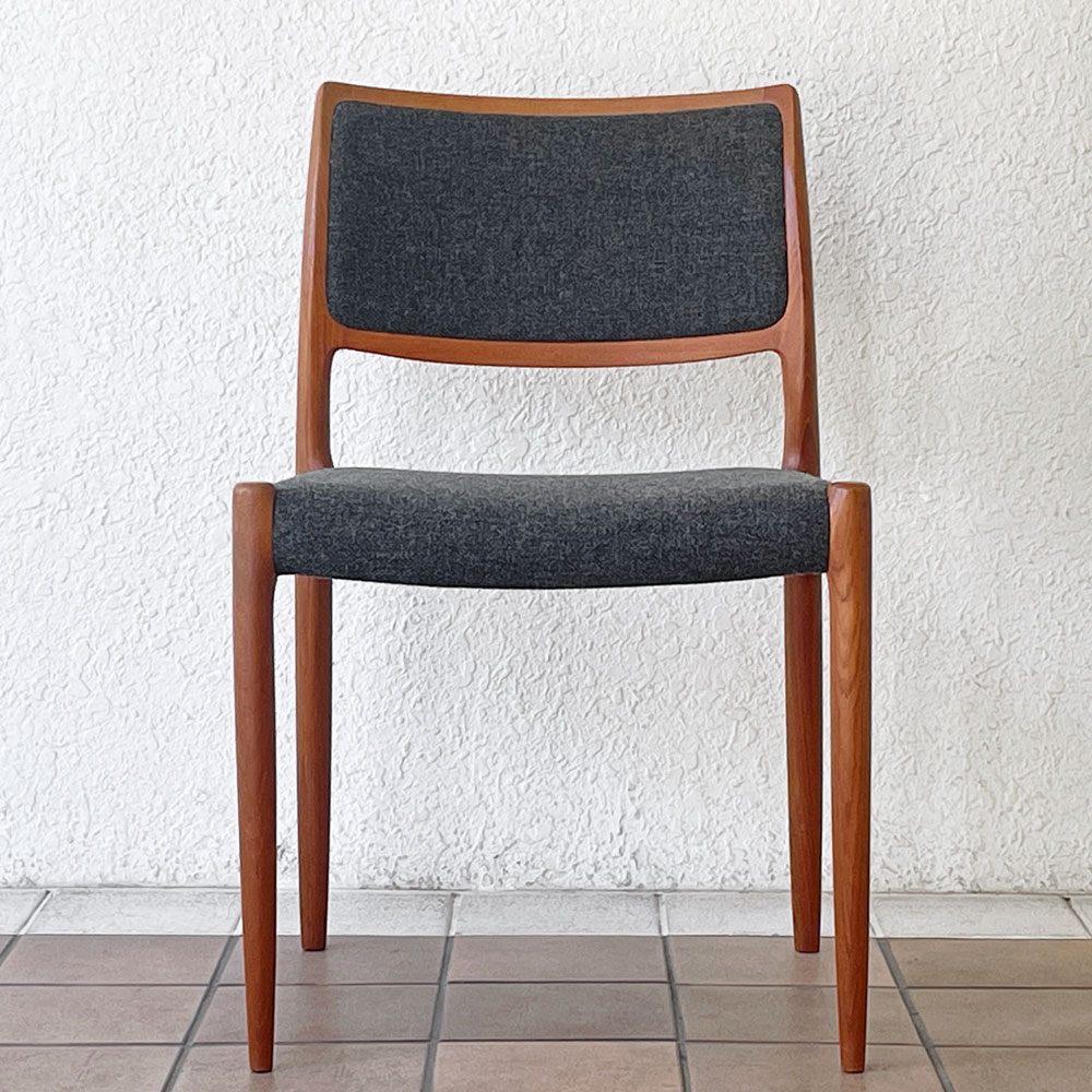 JLモラー J.L.Moller Model No.80 チーク材 ダイニングチェア ファブリック ニールス・O・モラー デンマーク 北欧家具 A ◇