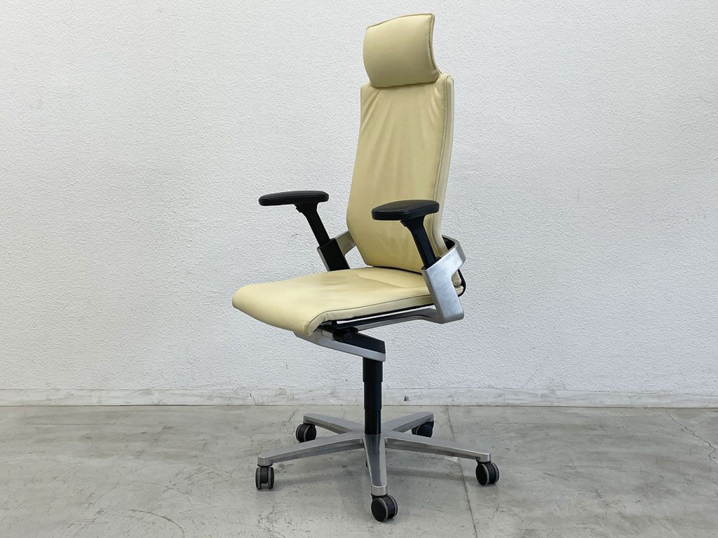 ウィルクハーン Wilkhahn オン チェア ON Chair ハイバック アームチェア 総本革 ヘッドレスト付 オフィスチェア グッドデザイン賞 C  〓