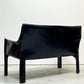 カッシーナ Cassina 414 CAB ラウンジアームチェア 2シーター キャブチェア 本革 ブラックレザー マリオ・ベリー モダン ●