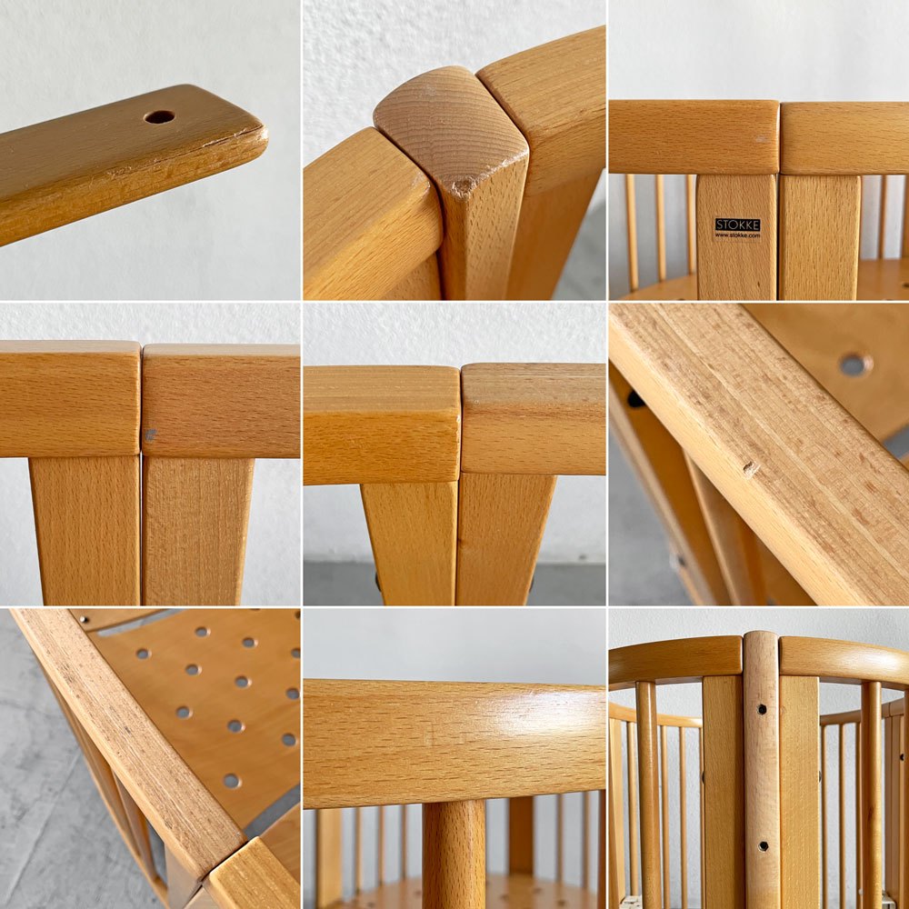 ストッケ STOKKE スリーピーベッド Sleepi Bed ブナ材 ナチュラル ロッド＆マットレス＆シーツ＆キャスター付 2段階サイズ 参考合計価格￥146,080- 〓