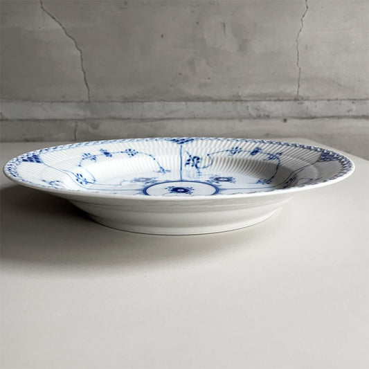 ロイヤルコペンハーゲン ROYAL COPENHAGEN ブルーフルーテッド ハーフレース ディーププレート 25.5cm 深皿 丸皿 陶器 北欧食器 廃番 美品 E ♪