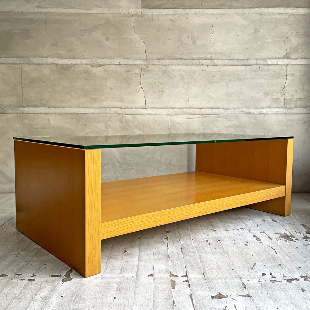 ワイスワイス WISE WISE パウンド POUND SA-102 コーヒーテーブル ローテーブル ガラス オーク材 W110cm ナチュラル ♪