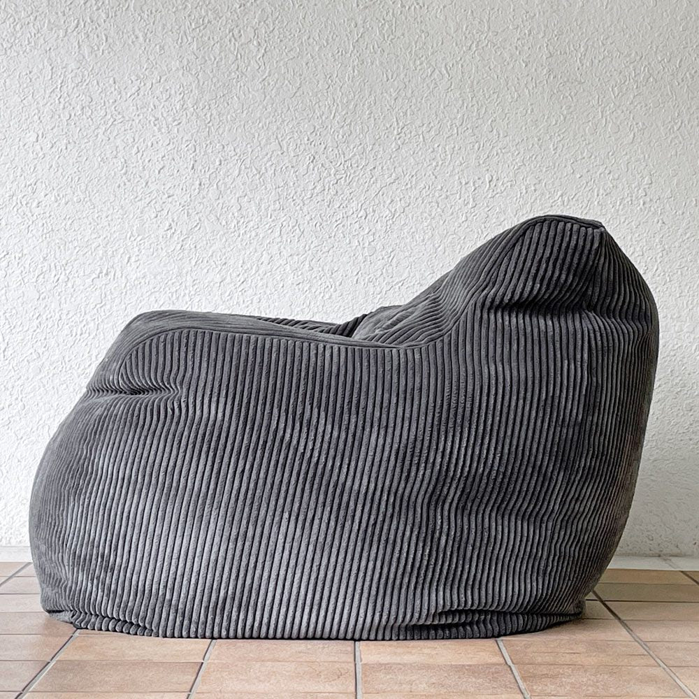 ルージー LOOSY ハグミー HUGME 1人掛けビーズソファ コーデュロイ チャコール カバーリング 軽量 ◇