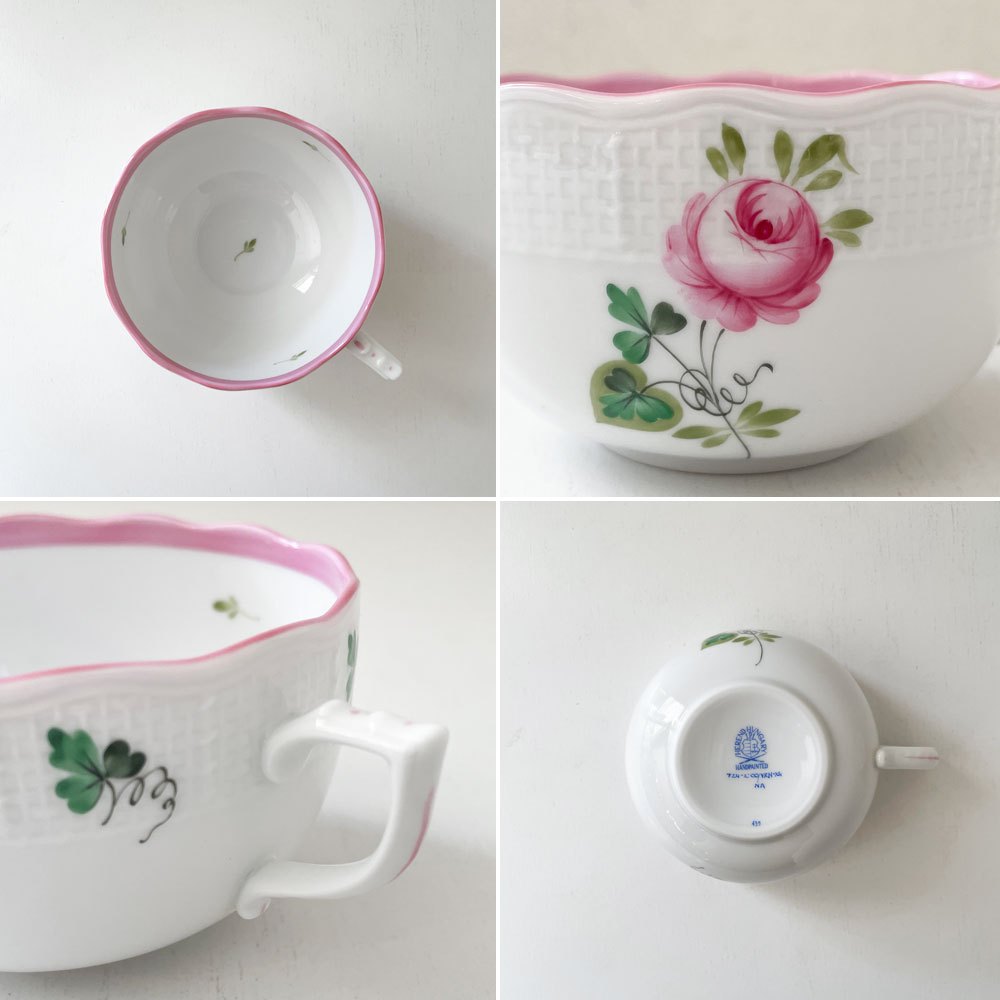 ヘレンド HEREND ウィーンの薔薇 ティーカップ＆ソーサー C/S ピンク 陶器 ハンガリー 定価￥38,500- A ◎