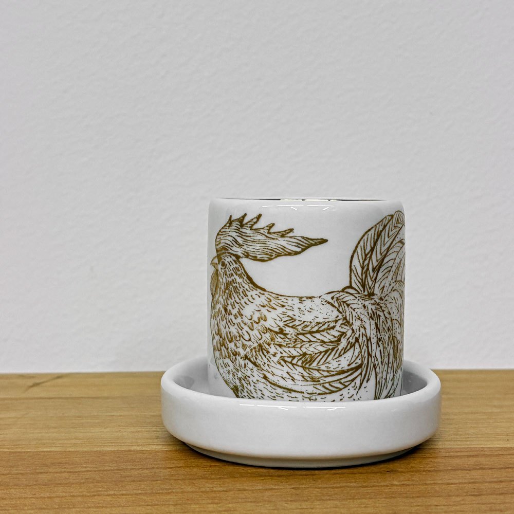 アラビア ARABIA ルースター エッグカップ ゴールド Gunvor Olin-Gronqvist ビンテージ 北欧食器 ◎