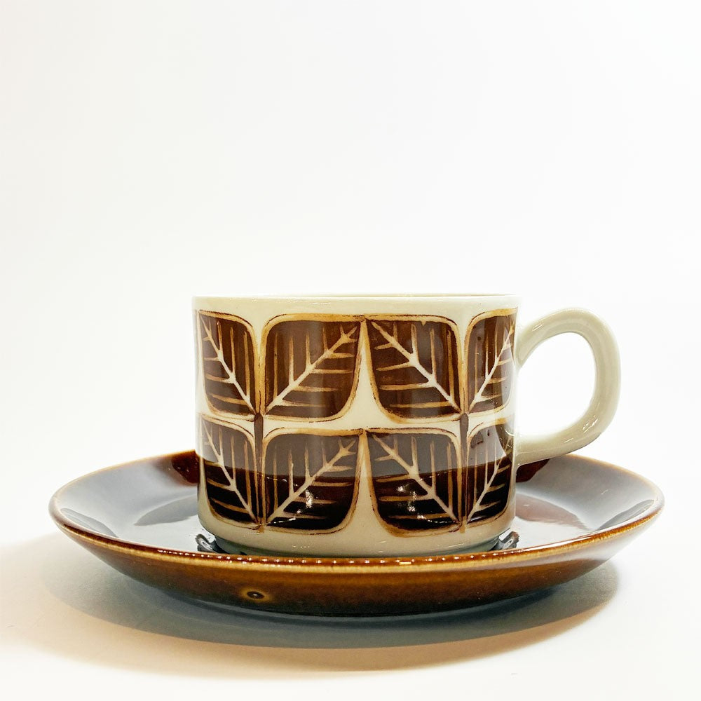 Gefle ゲフレ / Upsala Ekeby ウプサラエクビー ブルント ブラッド Brunt blad コーヒーカップ＆ソーサー ビンテージ スウェーデン 北欧食器 ★