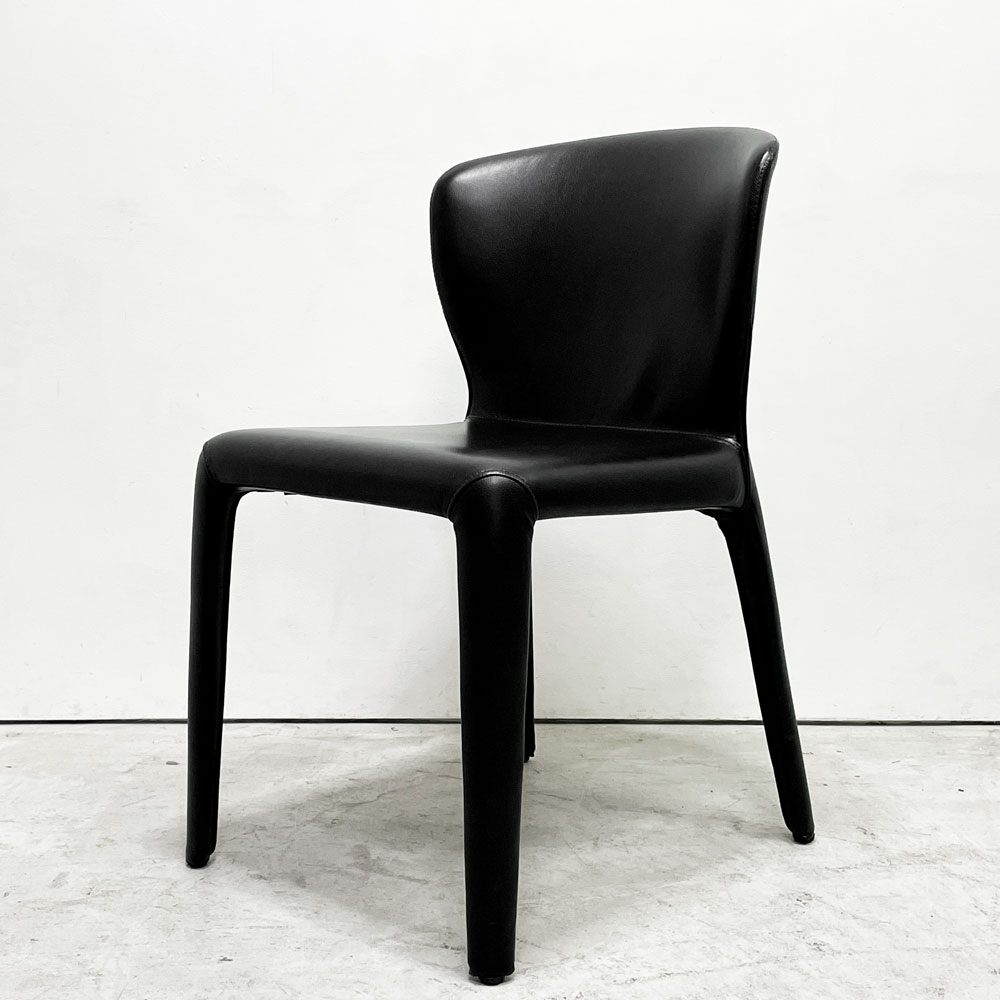 カッシーナ Cassina オラ 369 HOLA アームレスチェア ダイニングチェア 本革 ブラックレザー ハンス・ウェッツスタイン イタリア 定価￥418,000- B ●