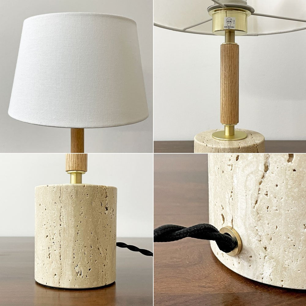 アートワークスタジオ ART WORK STUDIO モノリステーブルランプ Monolith-table lamp AW-0600 ホワイト 大理石ベース オーク無垢材 真鍮 ファブリック モダンデザイン 箱付き 美品 B ●