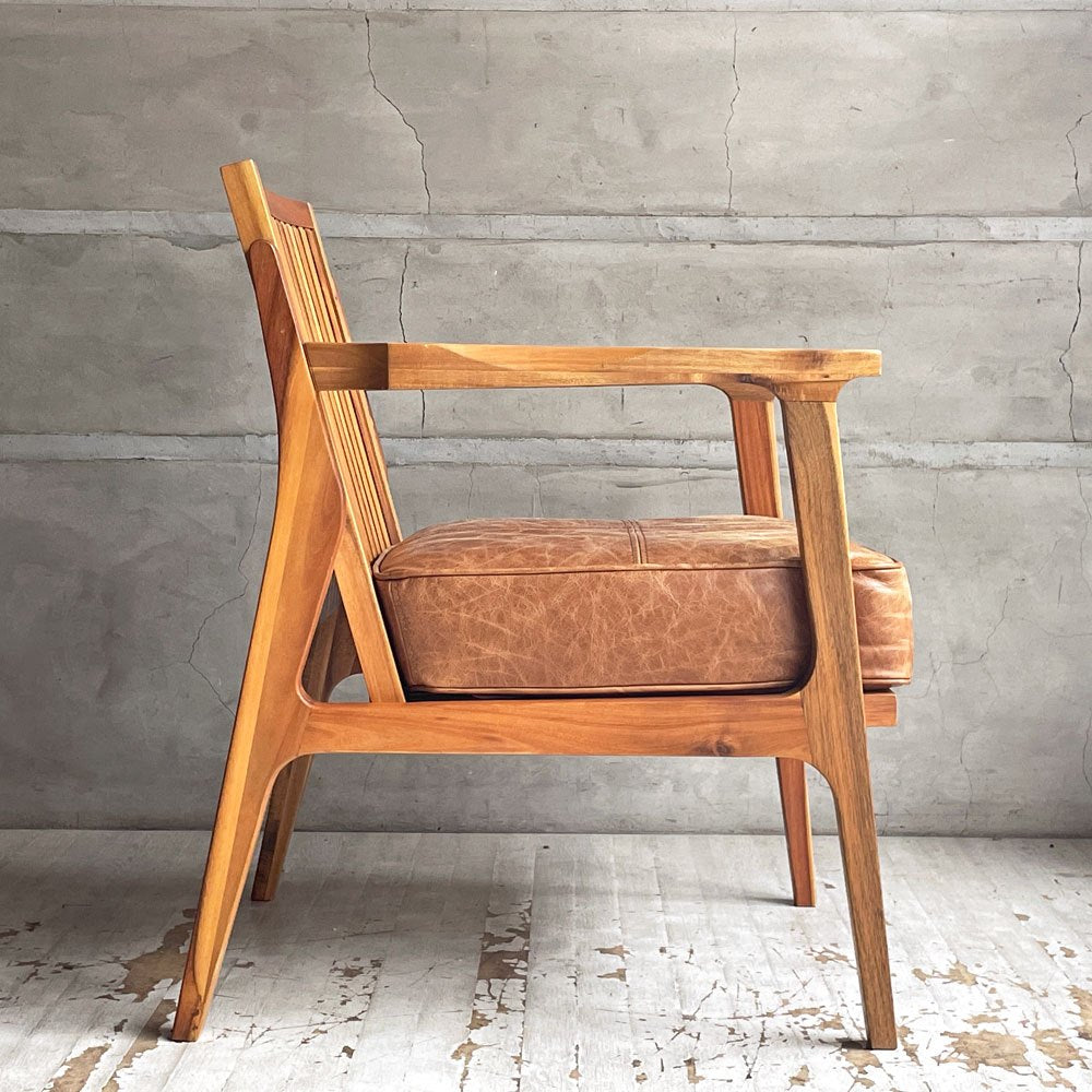 ダブルティー WTW アペルト チェア APERTO CHAIR NT アームチェア ラウンジチェア 1Pソファ レザー ブラウン 西海岸 ウエストコースト ♪