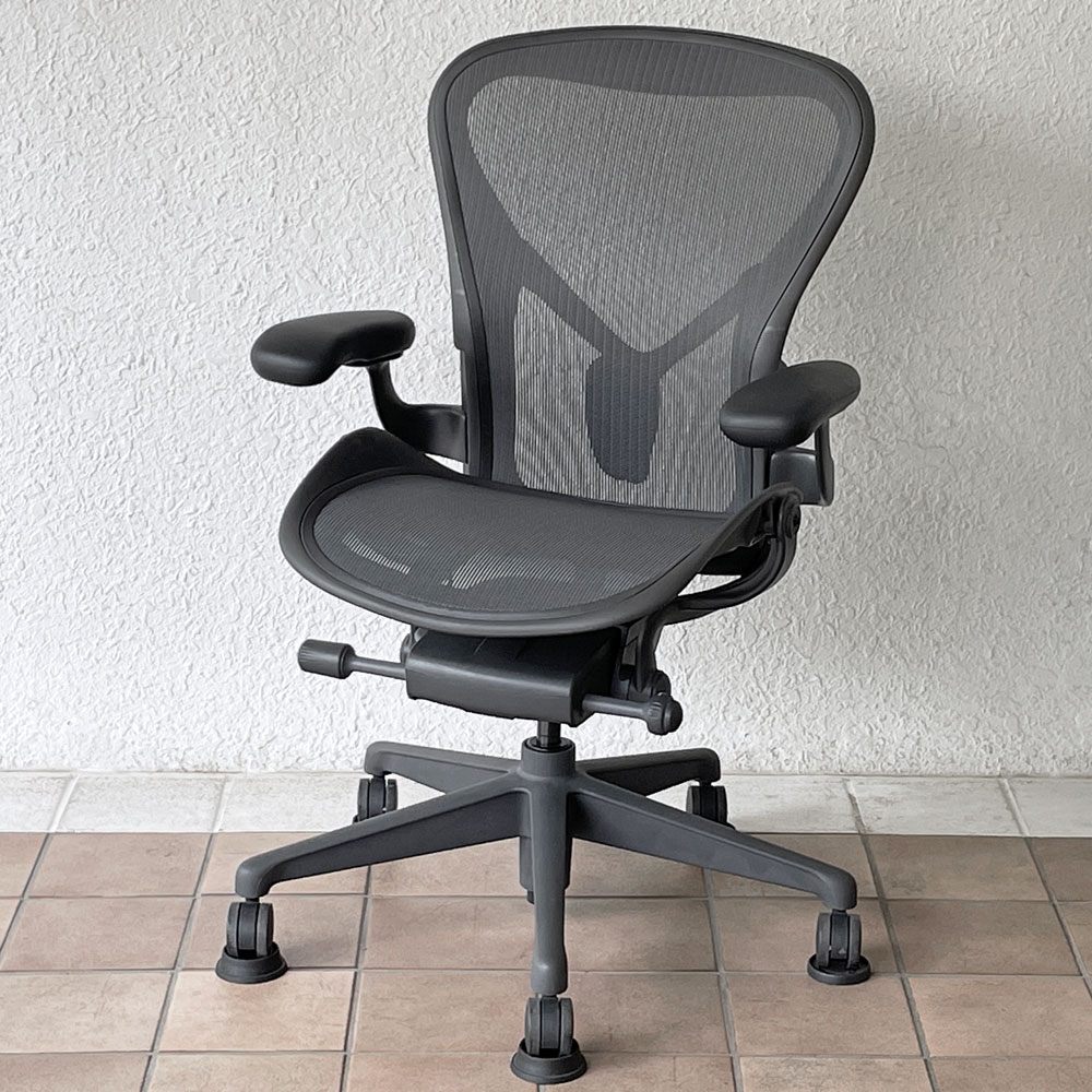ハーマンミラー Herman Miller アーロンチェア デスクチェア リマスタード ライト Bサイズ グラファイトベース ビル・スタンフ ＆ ドン・チャドウィック ポスチャーフィット ◇