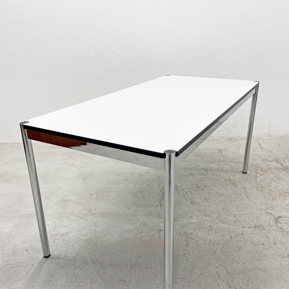 USMモジュラーファニチャー USM Haller ハラーテーブル ワーキングデスク ダイニングテーブル W150cm アジャスター パールグレーラミネート(ホワイト) 高さ調整機能付 〓