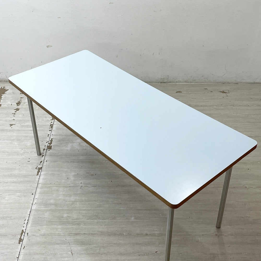 イデー IDEE バリエーションテーブル VARIATION TABLE ダイニングテーブル ワークテーブル ラミネート天板 ライトブルー スチール 希少 廃番 B ●
