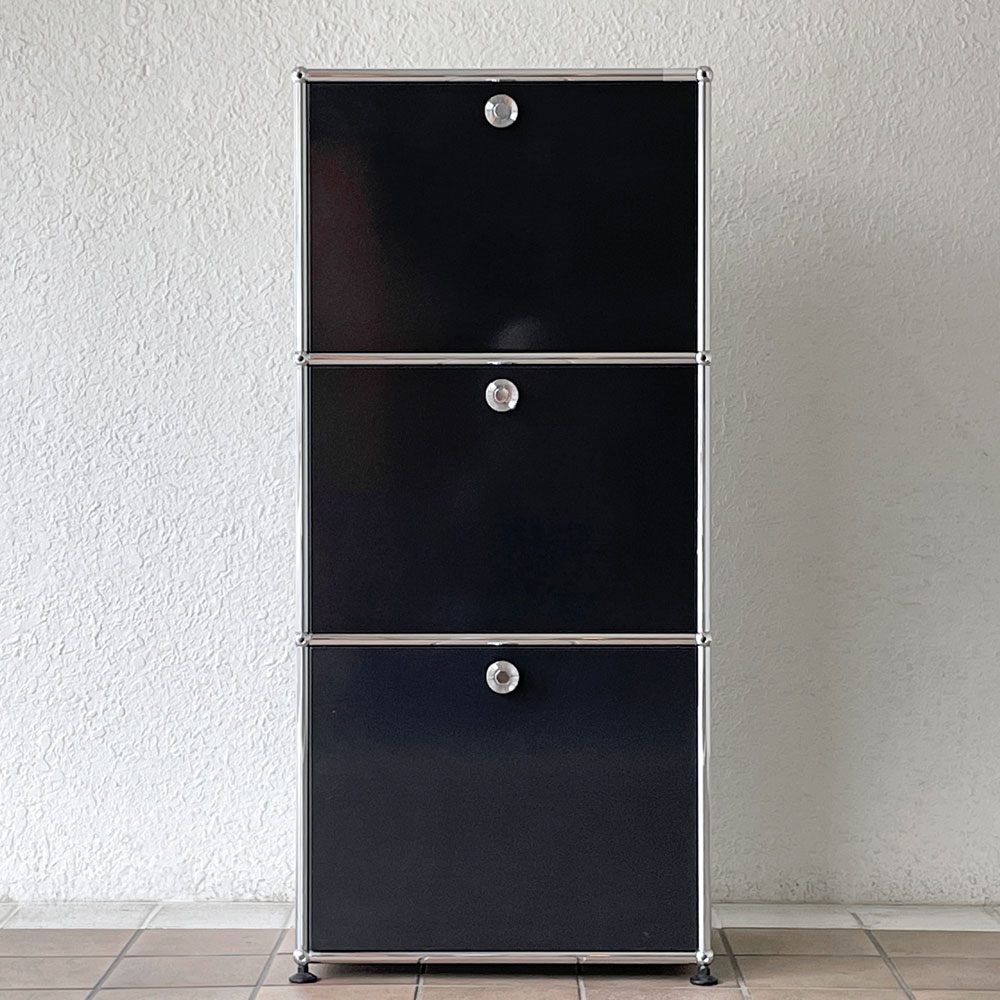 ユーエスエムハラー USMハラー USM Haller モジュラーファニチャー キャビネット シェルフ 1列3段 2ドロップダウン＆1エクステンションドア W52×Ｄ37×H109cm 参考定価278,978円 ◇