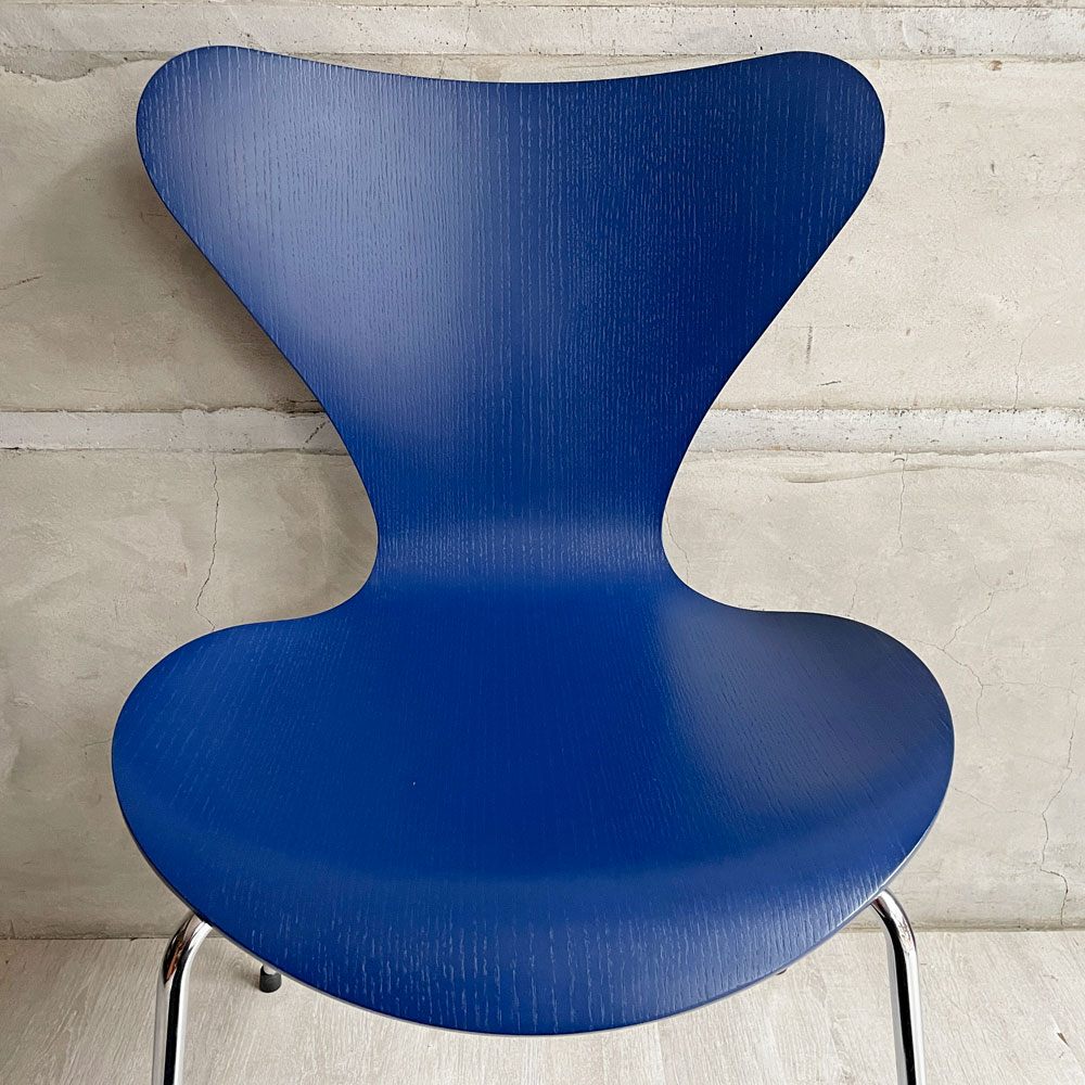 フリッツハンセン Fritz Hansen セブンチェア カラードアッシュ アイブルー AI BLUE スタッキングチェア アルネ・ヤコブセン 廃番カラー デンマーク 北欧家具 B ♪