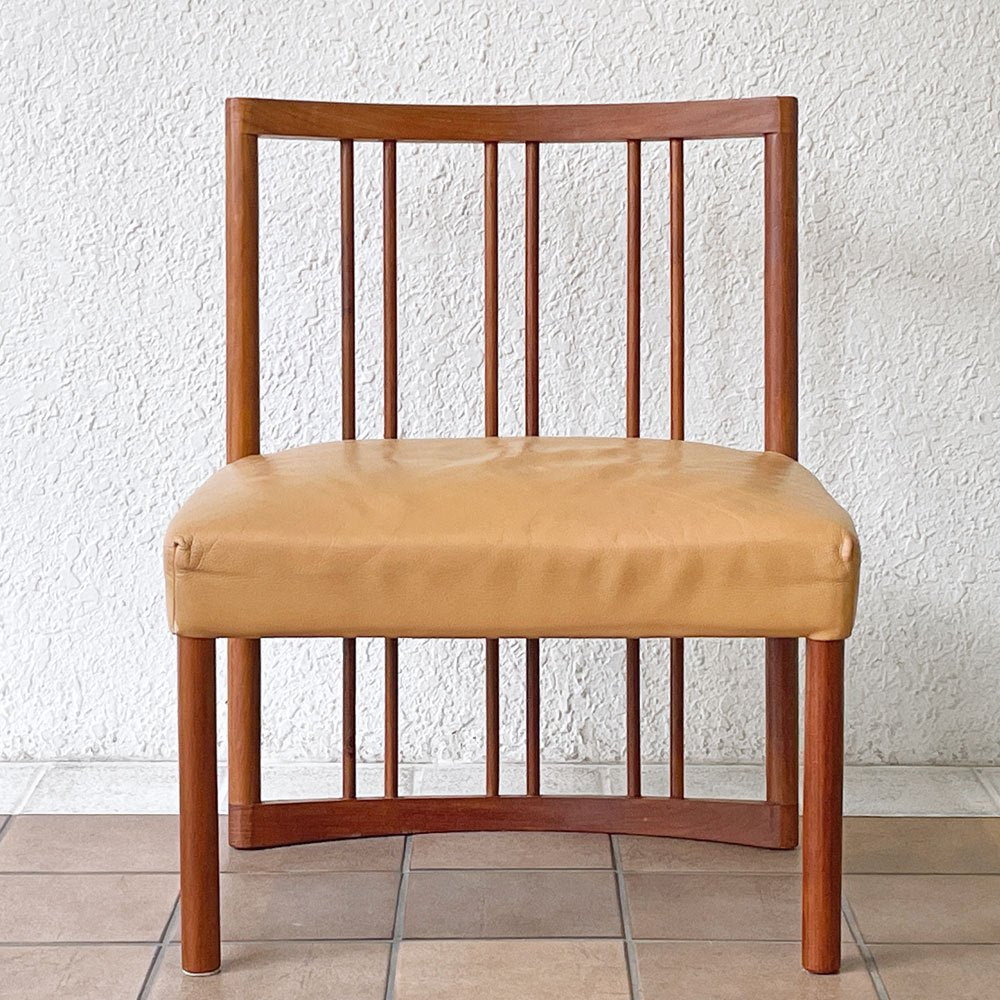 BC工房 チーク無垢材 ダイニングチェア 本革 ローチェア ラウンジチェア 幅58cm 国産クラフト家具 ナチュラルモダン ◇