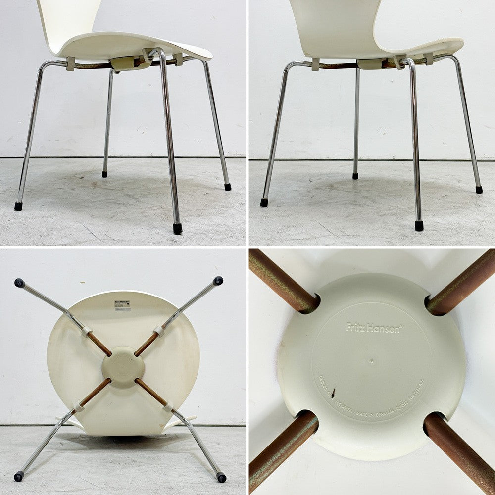フリッツハンセン Fritz Hansen 3107 セブンチェア ホワイト ラッカー仕上げ スタッキング アルネ・ヤコブセン デンマーク 北欧家具 ●