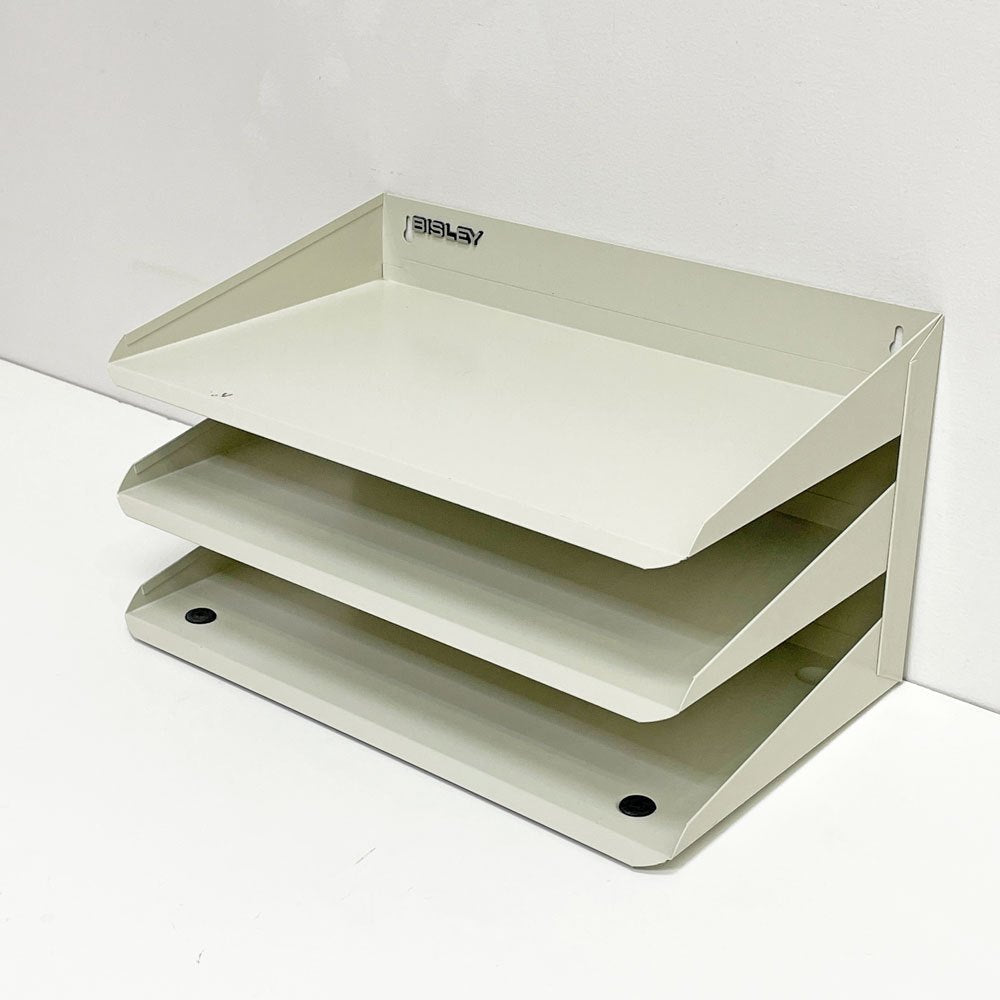ビスレー BISLEY 3段 レターラック クリーム 書類棚 A4サイズ 横型 W38.5cm 壁掛け可 デスクアクセサリー 英国 廃番カラー ●