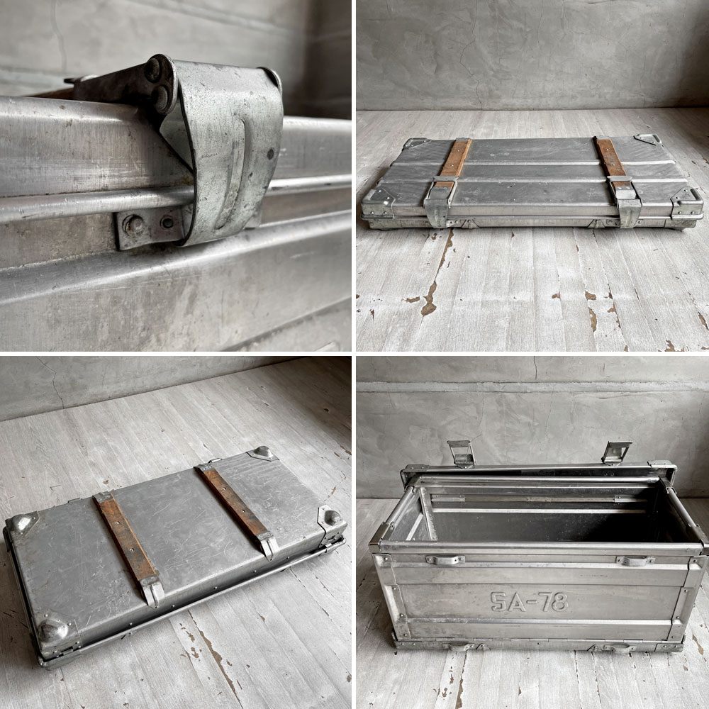 アルファ ALFA社製 ビンテージ フォールディングコンテナ ユーゴスラビア軍 折畳み アルミコンテナ ツールボックス トランスポートコンテナ ミリタリー 1979年製 ♪