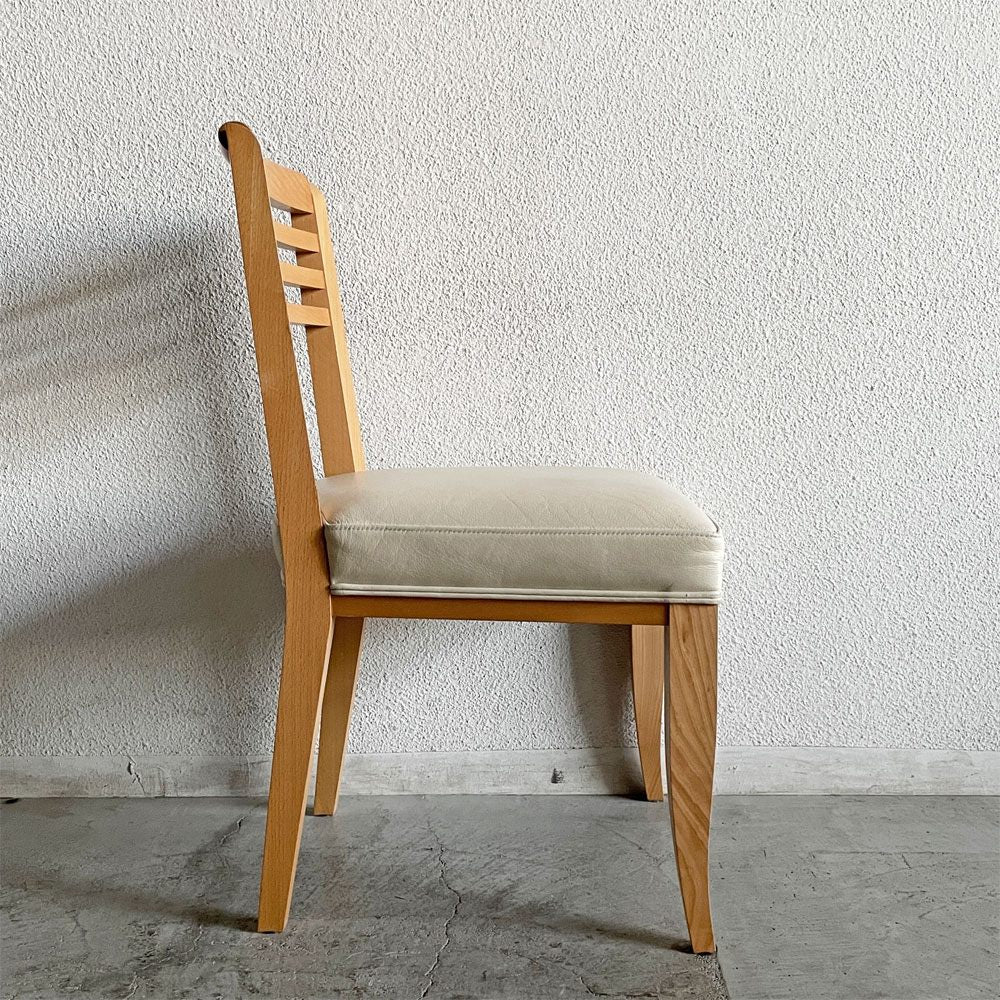 カッシーナイクスシー Cassina ixc. カジノ CASINO ダイニングチェア ビーチ材 レザーシート オフホワイト系 フィリップ・ユーレル Philippe Hurel 廃番 B 〓