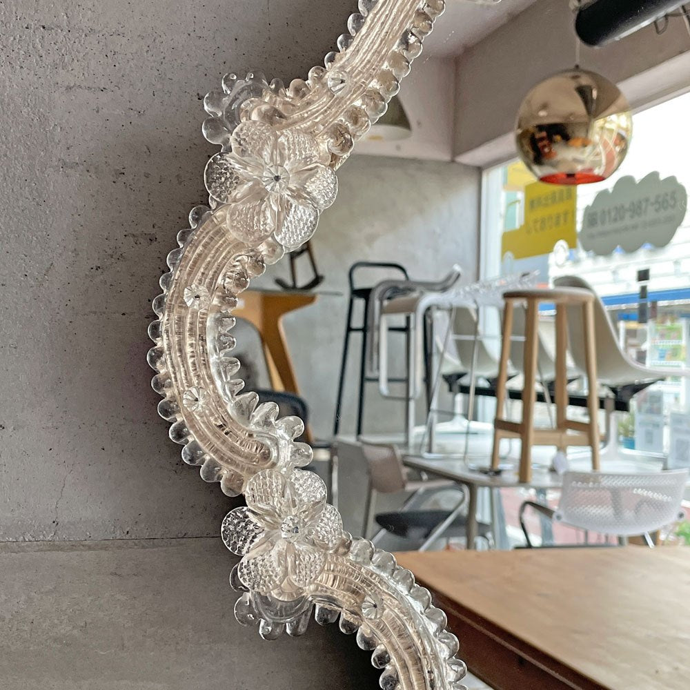 ムラーノ Murano フラテッリ・トソ Fratelli Toso ウォールミラー 壁掛け ベネチアンガラス グラス ハンドメイド イタリア 店舗什器 ♪