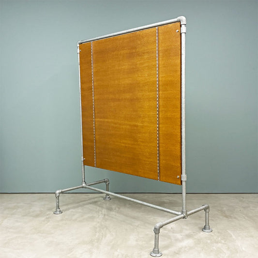 スタンダードトレード STANDARD TRADE オーダーメイド パーテーションシェルフ 間仕切り Kee Klamp パイプフレーム x オーク材 棚板6枚 店舗什器 ◎