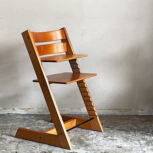 ストッケ STOKKE トリップトラップ TRIPP TRAPP ベビーチェア キッズチェア S/N無し 木製ガード レザーベルト ノルウェー 北欧家具 ■