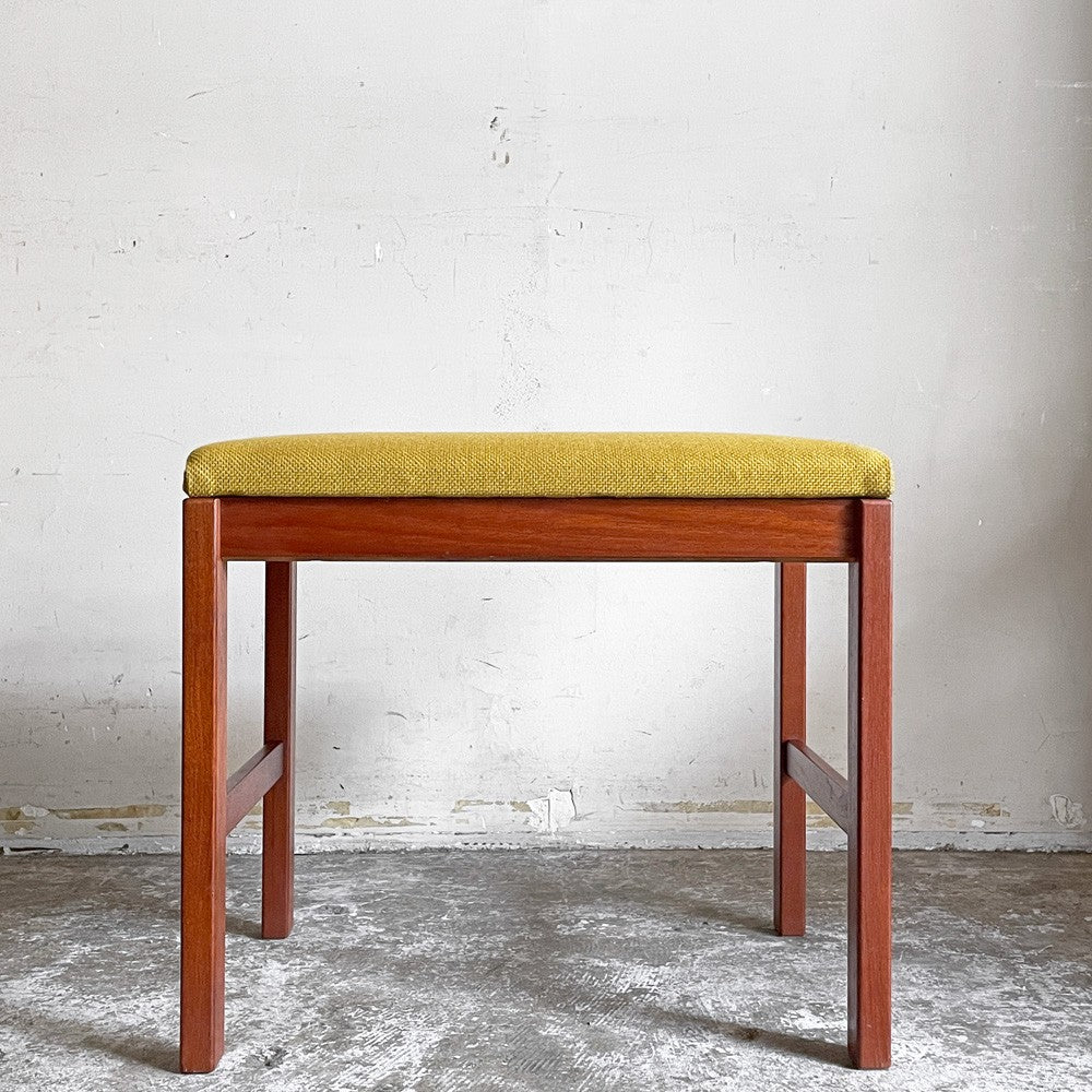 北欧ビンテージ Scandinavia Vintage スツール オットマン ファブリック マスタードカラー 座面張り替え済み H45cm 北欧家具 ■