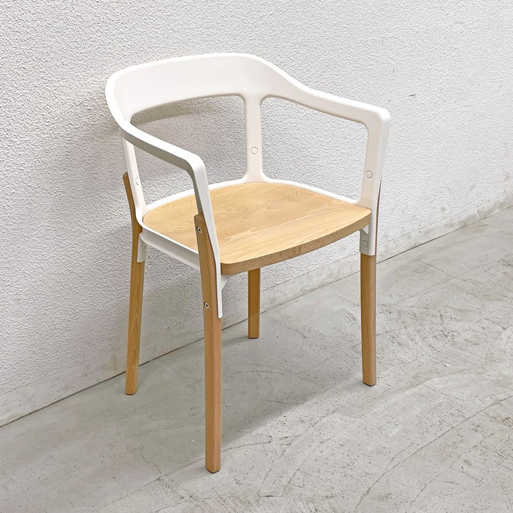マジス MAGIS スティールウッドチェア Steelwood Chair ホワイト＆ビーチ アームチェア ロナン & エルワン・ブルレック イタリア A 〓