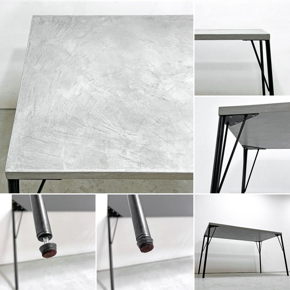 オーダーファニチャー Custom made furniture モルタル塗料天板 x 鉄脚 ダイニングテーブル W120cm インダストリアル モダンデザイン ●