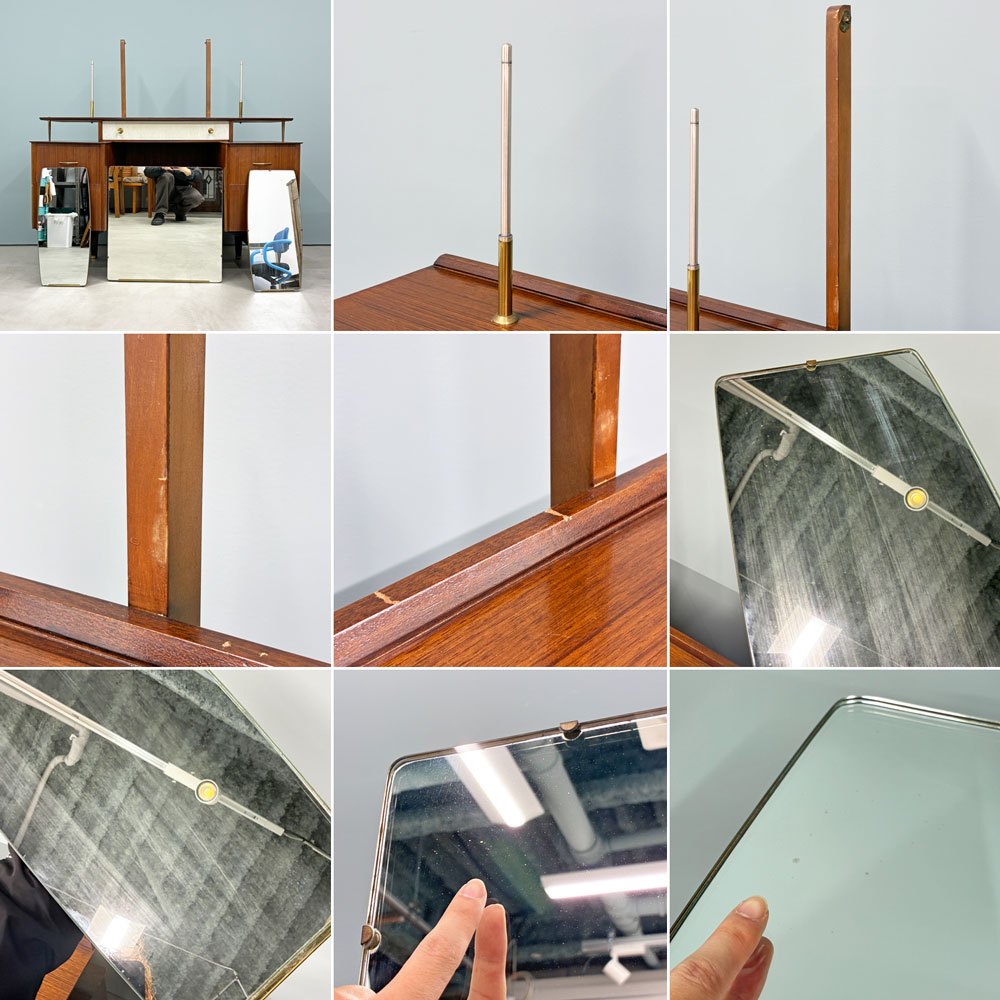 ライムライトファニチャー Limelight furniture ドレッサー ドレッシングテーブル UKビンテージ ミッドセンチュリー ３面鏡 ゴールド装飾 メラミン ◎