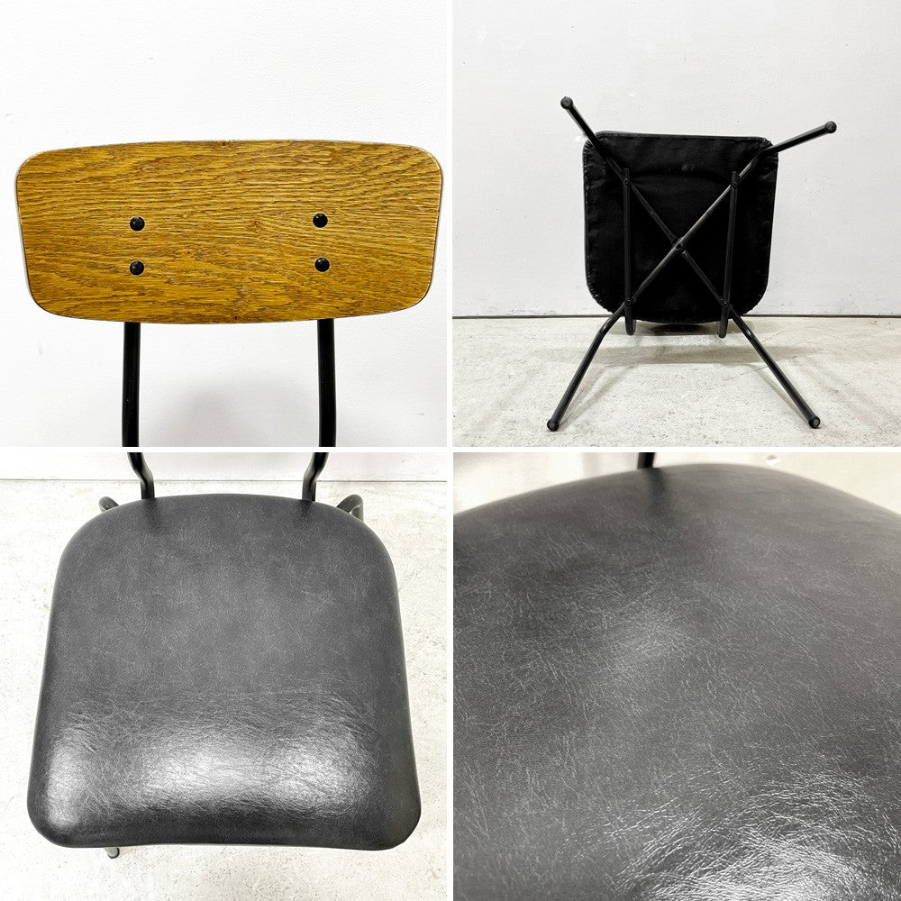 ジャーナルスタンダードファニチャー journal standard Furniture j.s.F ヘンリー HENRY ダイニングチェア PVCレザー アイアン 廃番 A ●