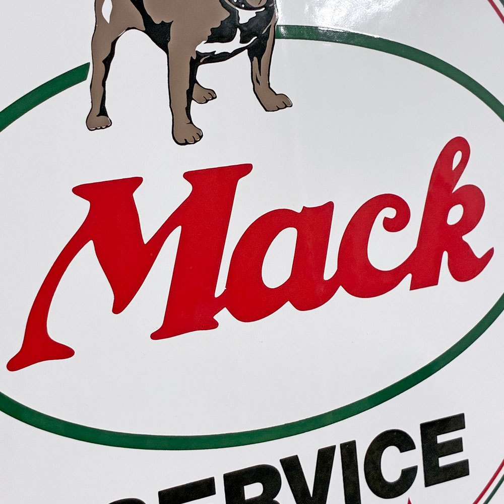 マックトラックス Mack Trucks ブルドッグ ブリキ看板 サイン ビンテージ ●