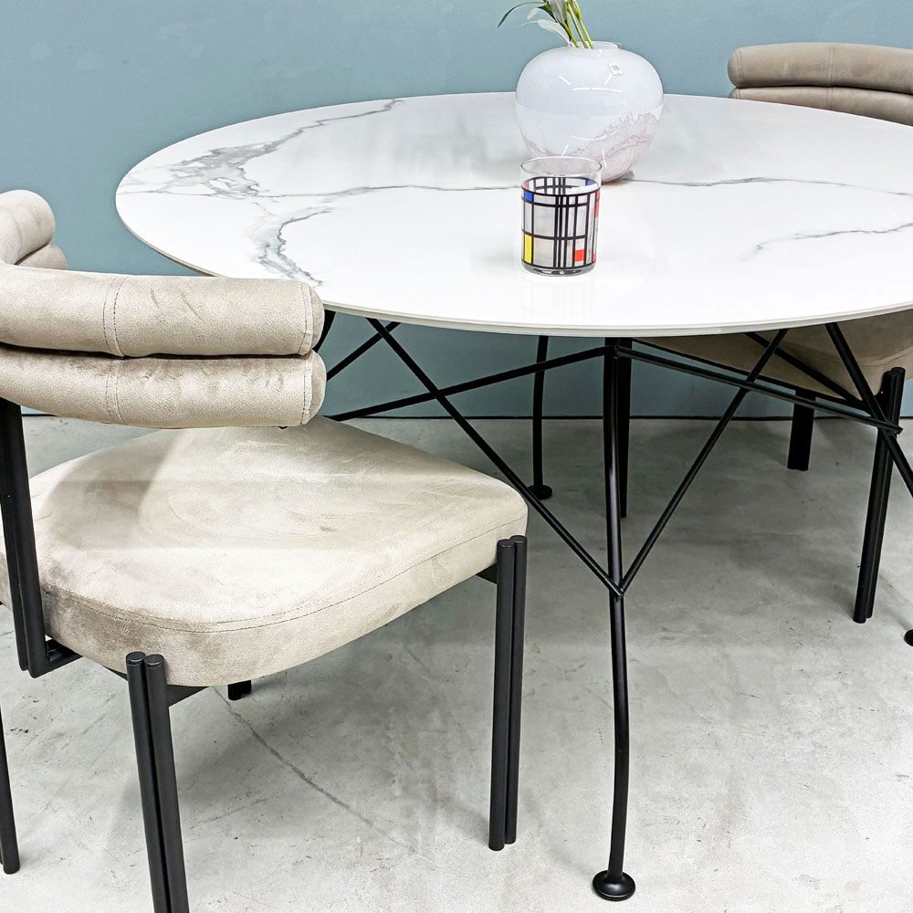 カルテル Kartell グロッシー GLOSSY ラウンドテーブル 118 アントニオ・チッテリオ 大理石調 セラミック モダン イタリア 定価￥458,200- ◎