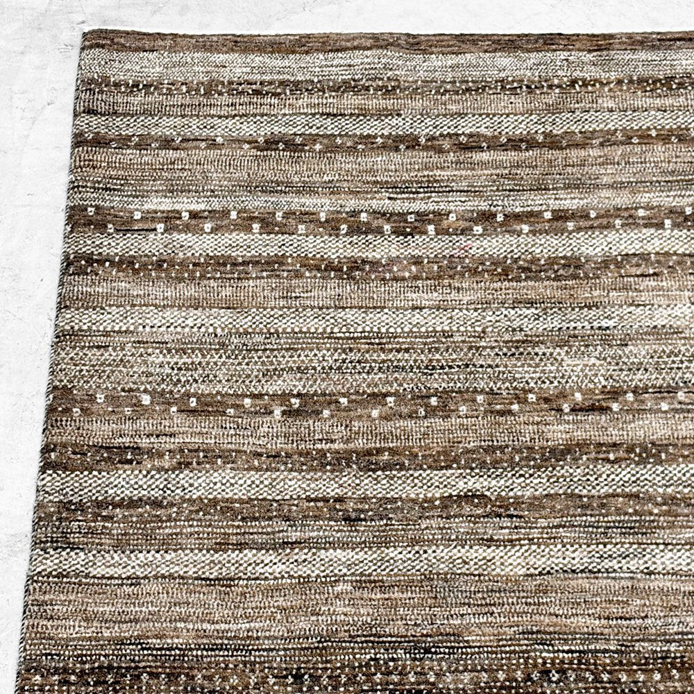 ゾランヴァリ ZOLLANVARI ペルシャ ギャッベ ラグ カーペット ボーダー柄 ブラウン系 205x158cm ●