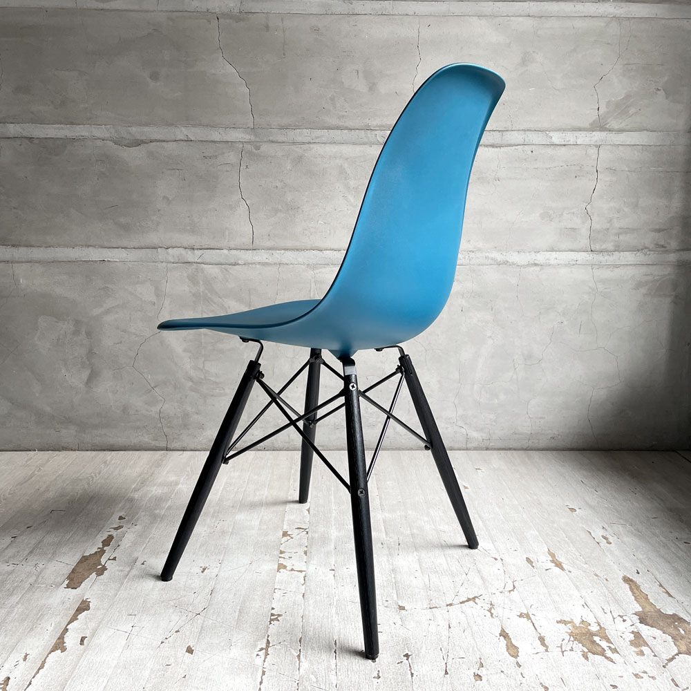 ハーマンミラー HermanMiller サイドシェルチェア ドゥエルレッグ DSW ブルーグリーン × エボニー ポリプロピレン製 イームズ ミッドセンチュリー ♪