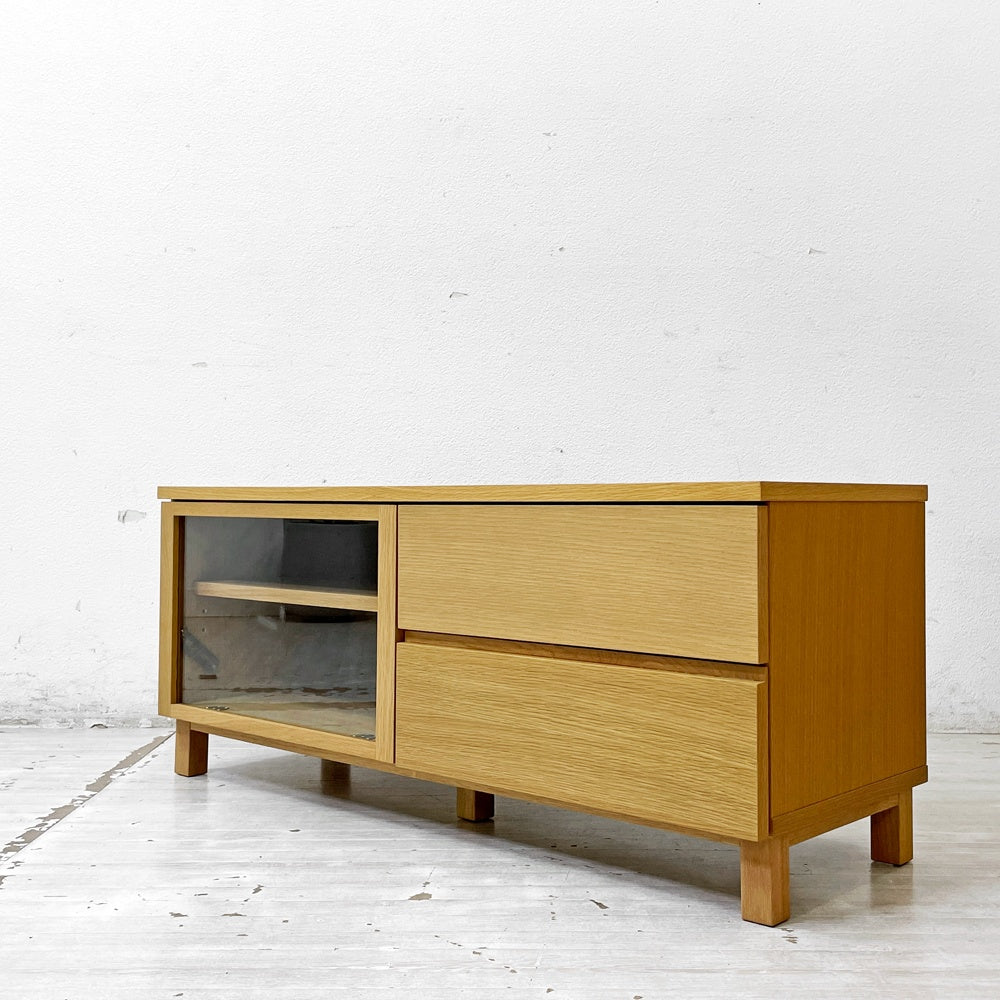 無印良品 MUJI AVボード AVラック 引出し付 オーク材 W110cm ナチュラル シンプル ●
