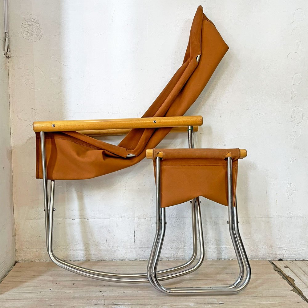 ニーチェア エックス NY chair X フォールディングチェア＋オットマン ロッキングチェア 折り畳み キャメル MoMA 新居猛 ★