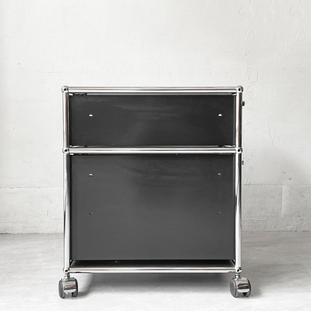 USMハラー USM Haller モジュラーファニチャー ロールボーイ デスクワゴン 2ドロワー グラファイトブラック キャスター トレイ付き 定価￥212,456- ★