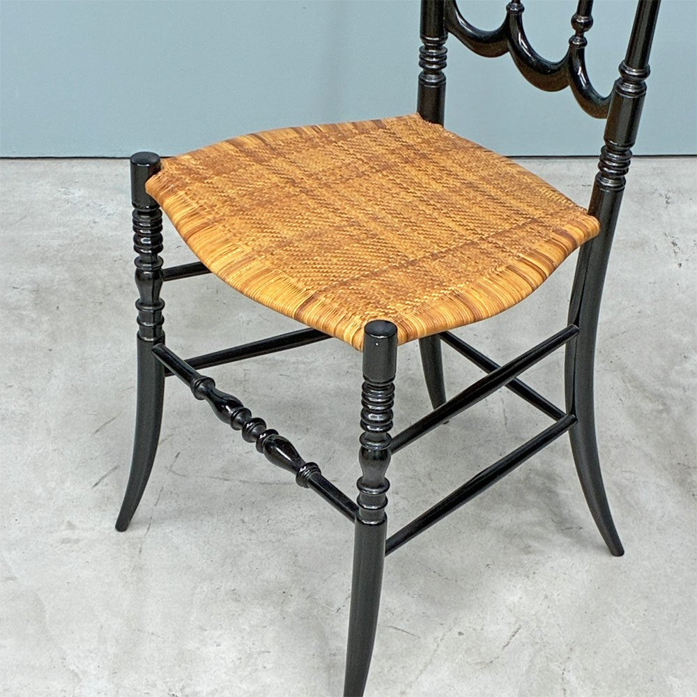 フラテッリ・レヴァッジ Fratelli Levaggi キアヴァリチェア CHIAVARI chair トレ・アルキ ラタンシート ブラック イタリア ◎