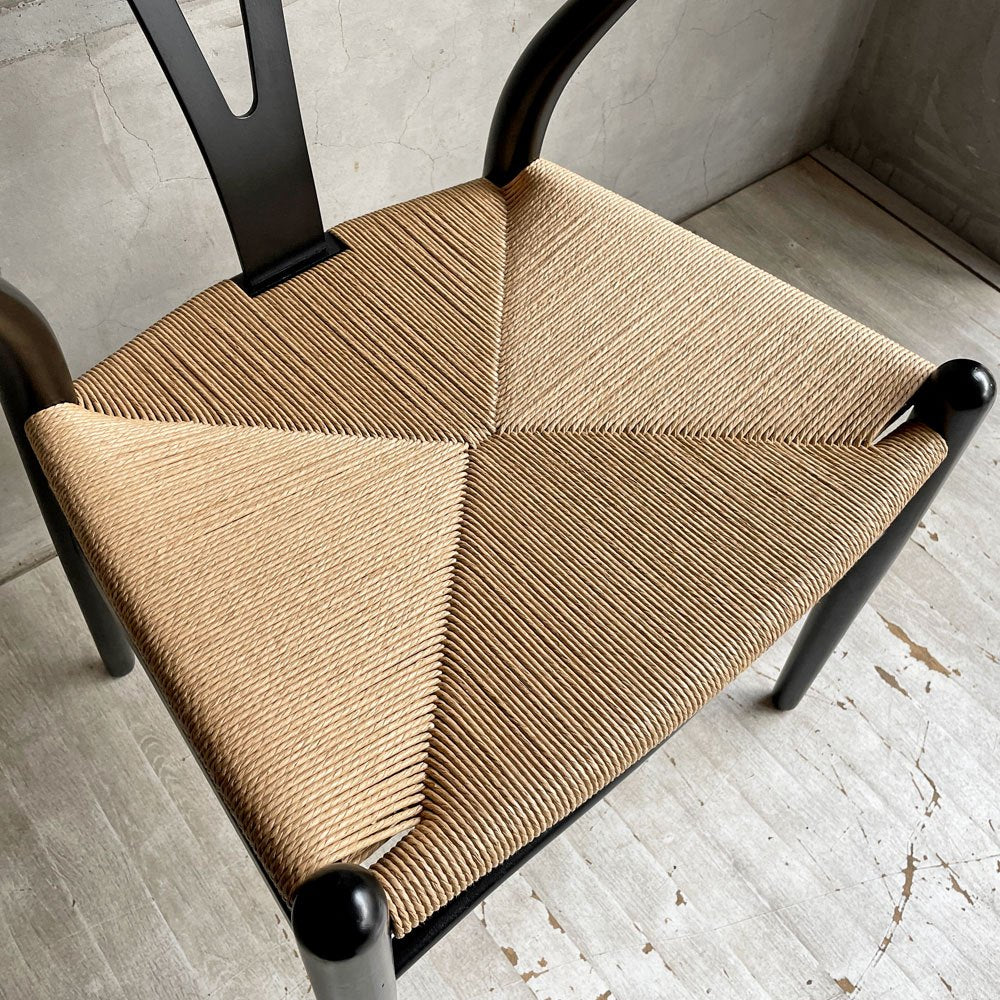 カールハンセン＆サン Carl Hansen & Son CH24 Yチェア ブラックラッカー ビーチ材 ペーパーコード ハンス・J・ウェグナー デンマーク 北欧家具 日本仕様 座面張替済  A ♪
