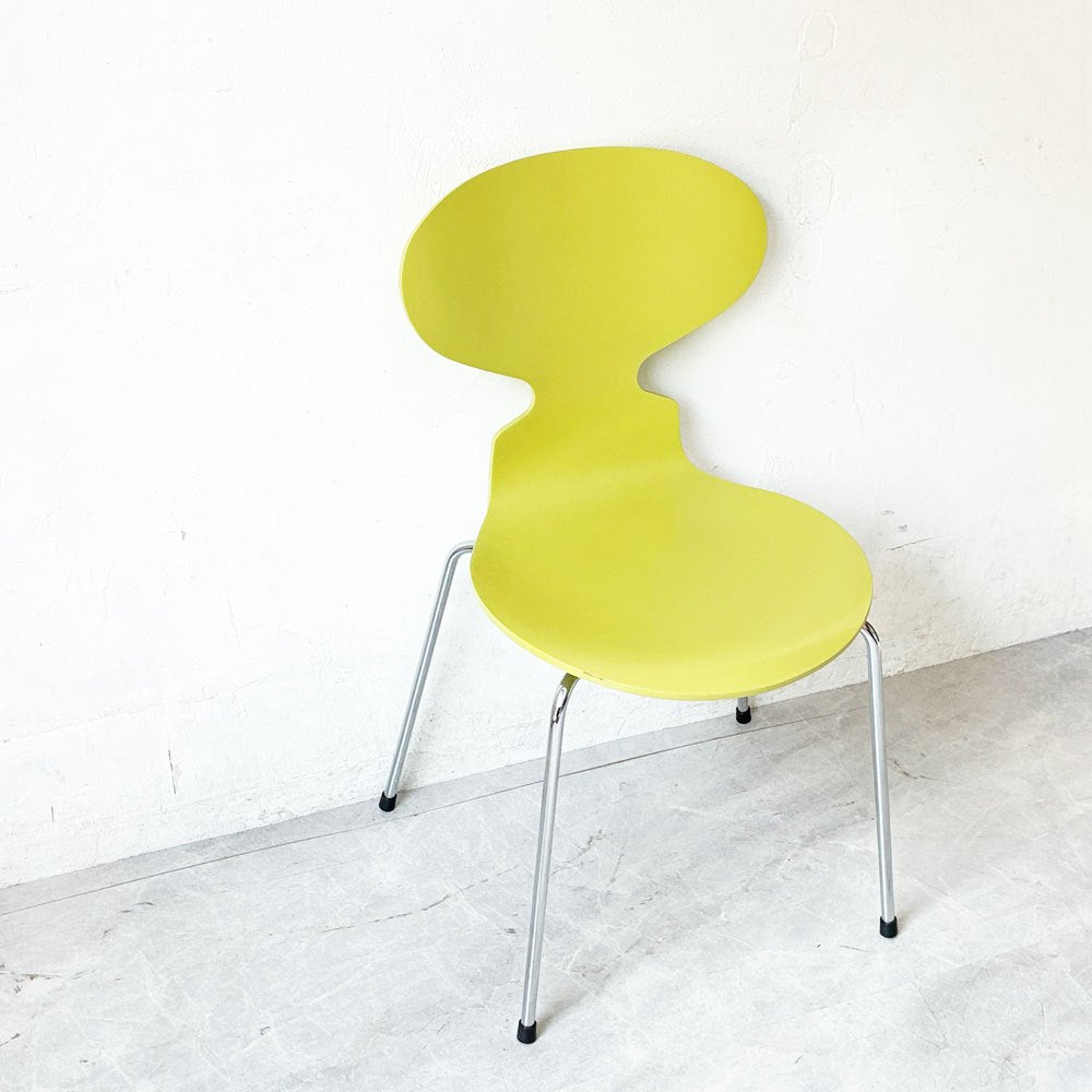 フリッツハンセン Fritz Hansen 3101 アントチェア ANT CHAIR 4本脚 ライム 廃番カラー ラッカー仕上げ 2000年製 アルネ・ヤコブセン デンマーク 北欧家具 ★