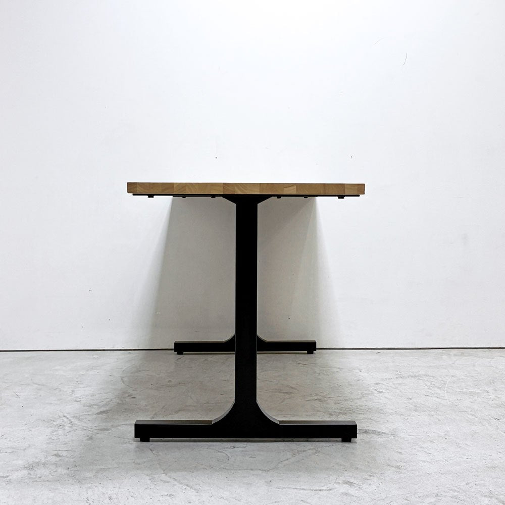 かなでもの KANADEMONO ザ・テーブル THE TABLE デスク W140xD62cm ラバーウッド Iライン脚 配線孔付き ナチュラル ブラック ●