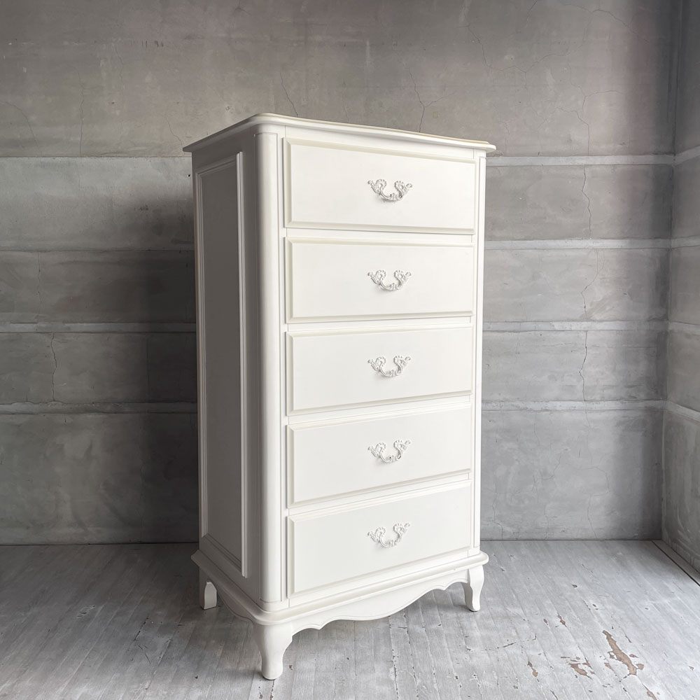 ローラアシュレイ Laura Ashley プロヴァンセル PROVENCALE トールチェスト 5ドロワー オフホワイト フレンチカントリー  参考定価￥194,400-♪
