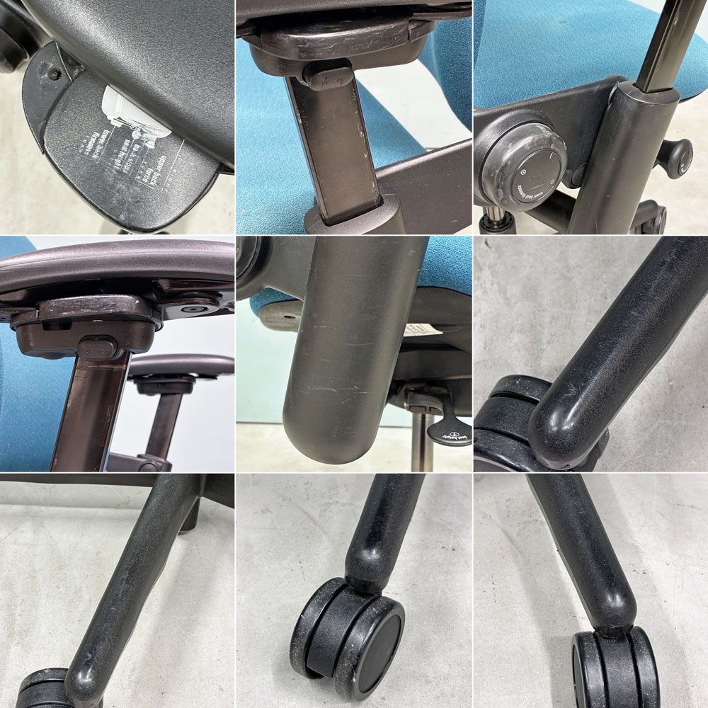 スチールケース Steelcase リープチェア Leap デスクチェア エルゴノミクスチェア 高機能チェア キャスター付き ブルー ファブリック ◎