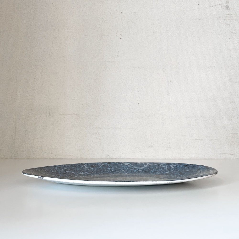 アスティエ・ド・ヴィラット Astier de Villatte ジョン・デリアン John Derian ブルーマーブル オーバルプレート W34cm フランス 廃番 ◎