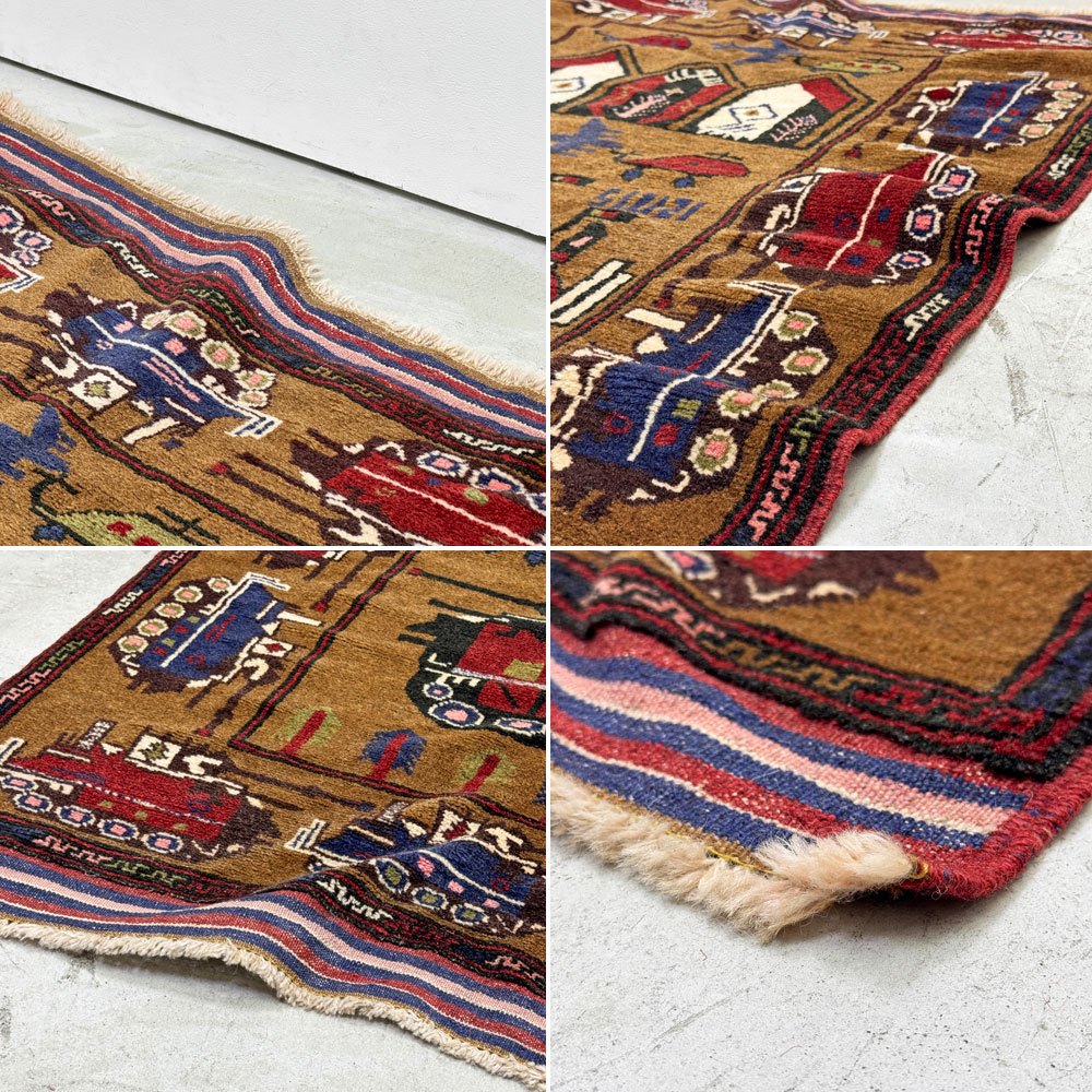 ビンテージ Vintage ウォーラグ War Rug カーペット 絨毯 アフガニスタン トルクメン族 Turkmen 100×155cm ●